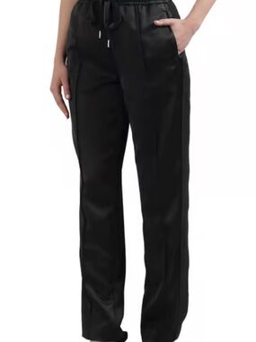 DKNY Black Satin Drawstring Pants